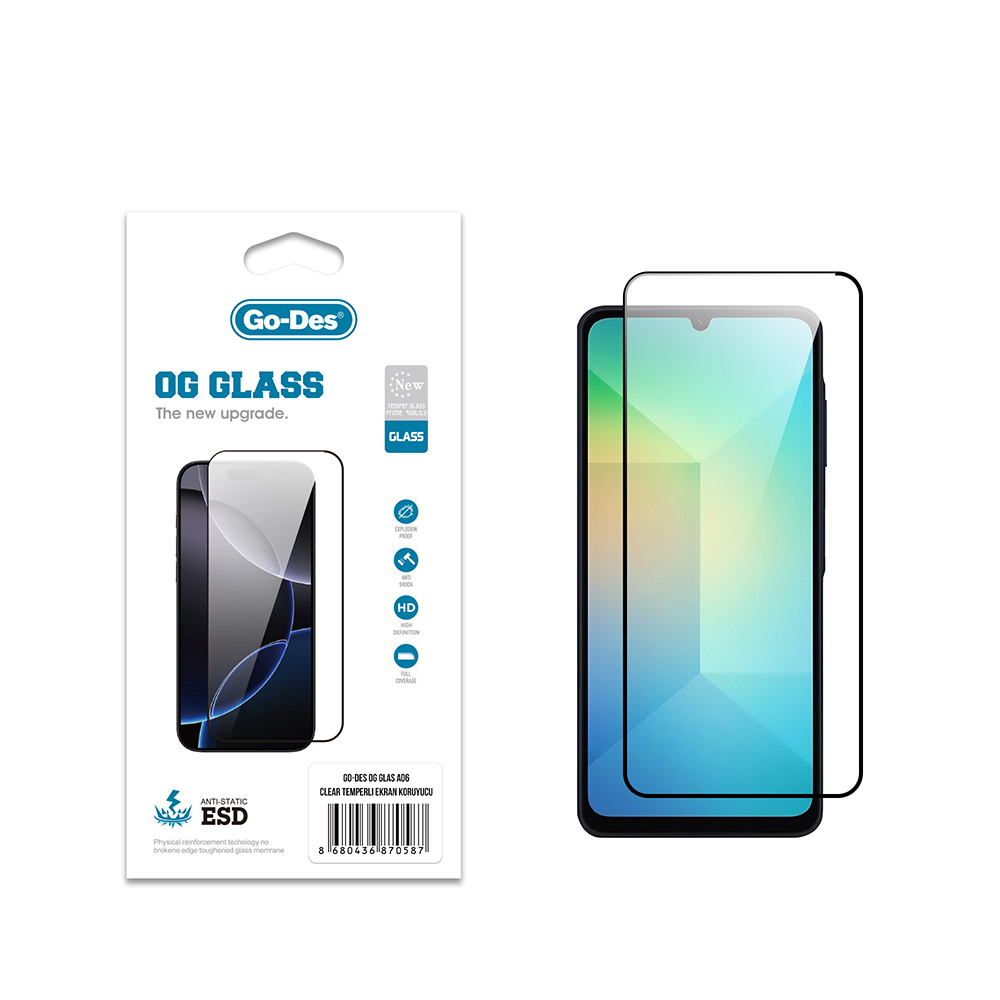 [RNZ-TA121852] Samsung Galaxy A06 Uyumlu Go Des OG Glass Antistatik Temperli Cam Ekran Koruyucu