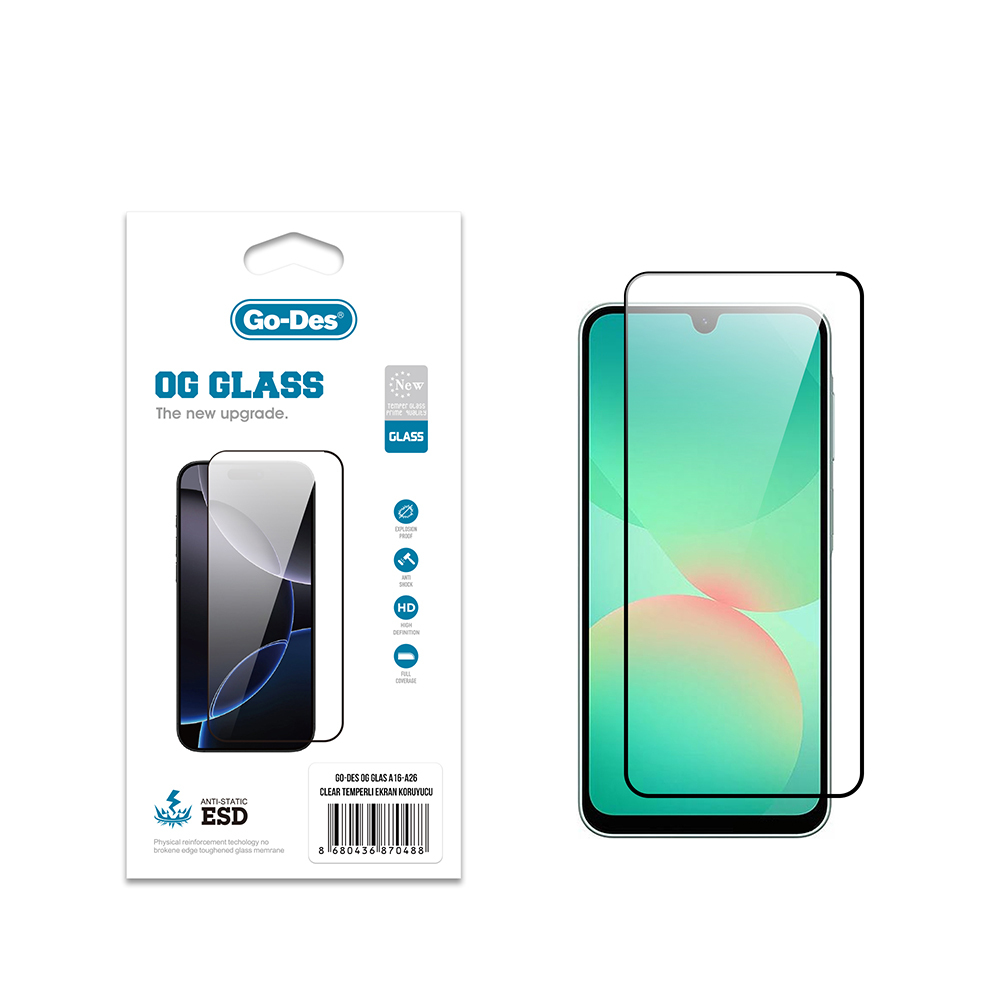 [RNZ-TA121854] Samsung Galaxy A26 Uyumlu Go Des OG Glass Antistatik Temperli Cam Ekran Koruyucu