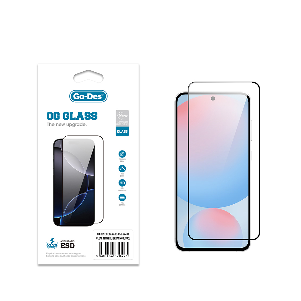 [RNZ-TA121856] Samsung Galaxy A56 Uyumlu Go Des OG Glass Antistatik Temperli Cam Ekran Koruyucu