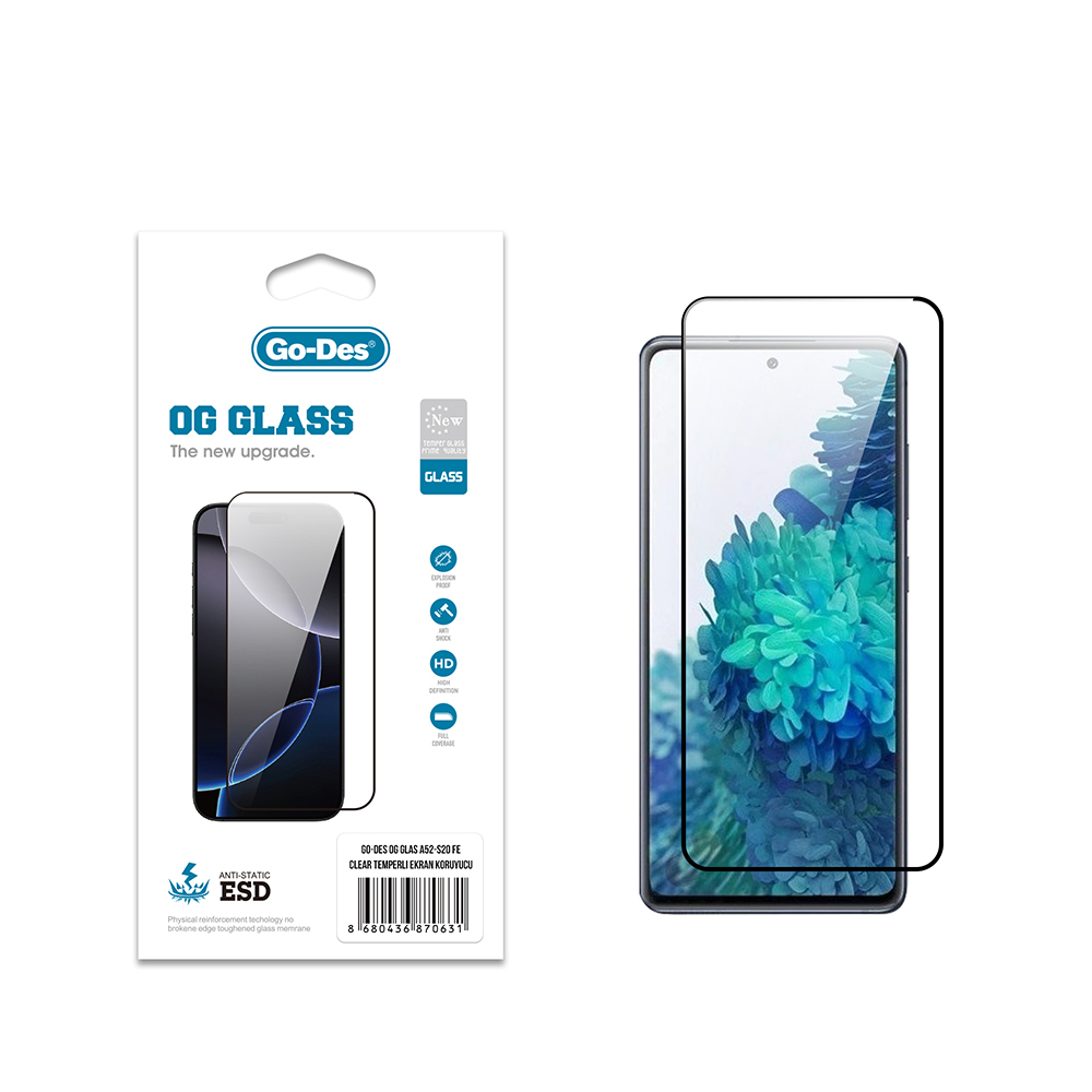 [RNZ-TA121857] Samsung Galaxy S20 FE Uyumlu Go Des OG Glass Antistatik Temperli Cam Ekran Koruyucu