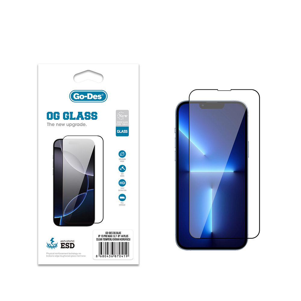 [RNZ-TA121873] Apple iPhone 14 Plus Uyumlu Go Des OG Glass Antistatik Temperli Cam Ekran Koruyucu