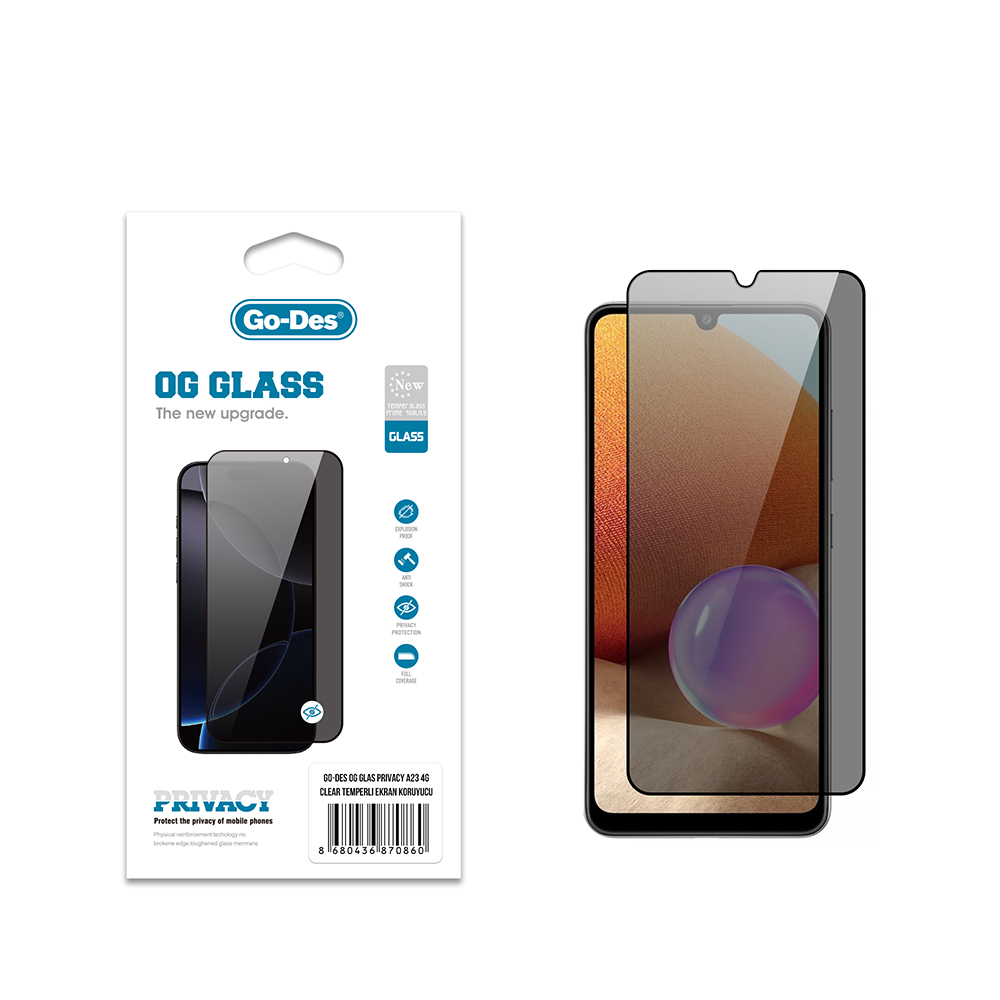 [RNZ-TA121895] Samsung Galaxy A23 Uyumlu Go Des OG Glass Privacy Antistatik Temperli Cam Ekran Koruyucu