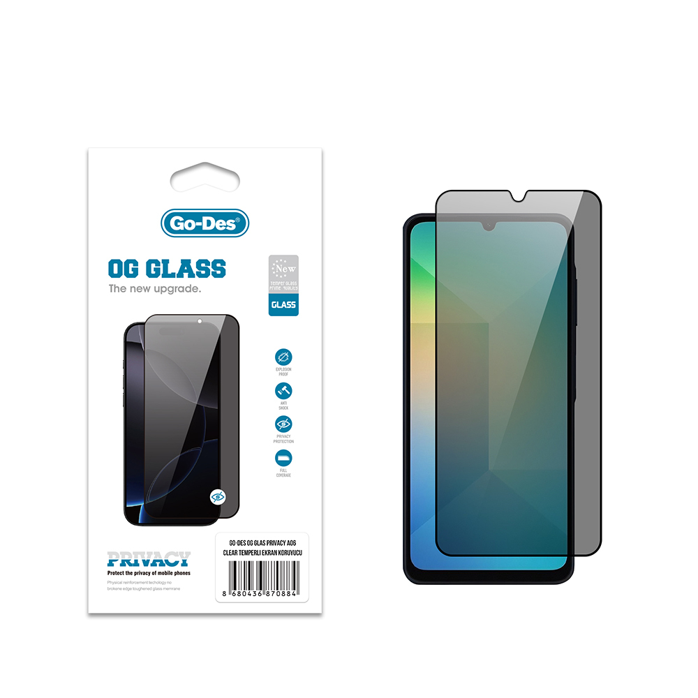 [RNZ-TA121901] Samsung Galaxy A06 Uyumlu Go Des OG Glass Privacy Antistatik Temperli Cam Ekran Koruyucu