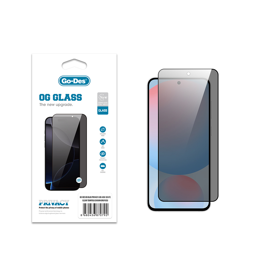 [RNZ-TA121904] Samsung Galaxy A36 Uyumlu Go Des OG Glass Privacy Antistatik Temperli Cam Ekran Koruyucu