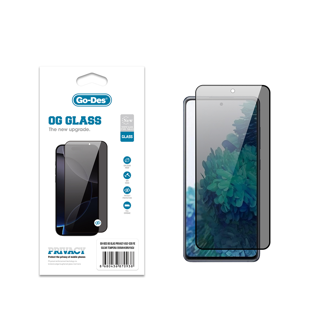 [RNZ-TA121906] Samsung Galaxy S20 FE Uyumlu Go Des OG Glass Privacy Antistatik Temperli Cam Ekran Koruyucu