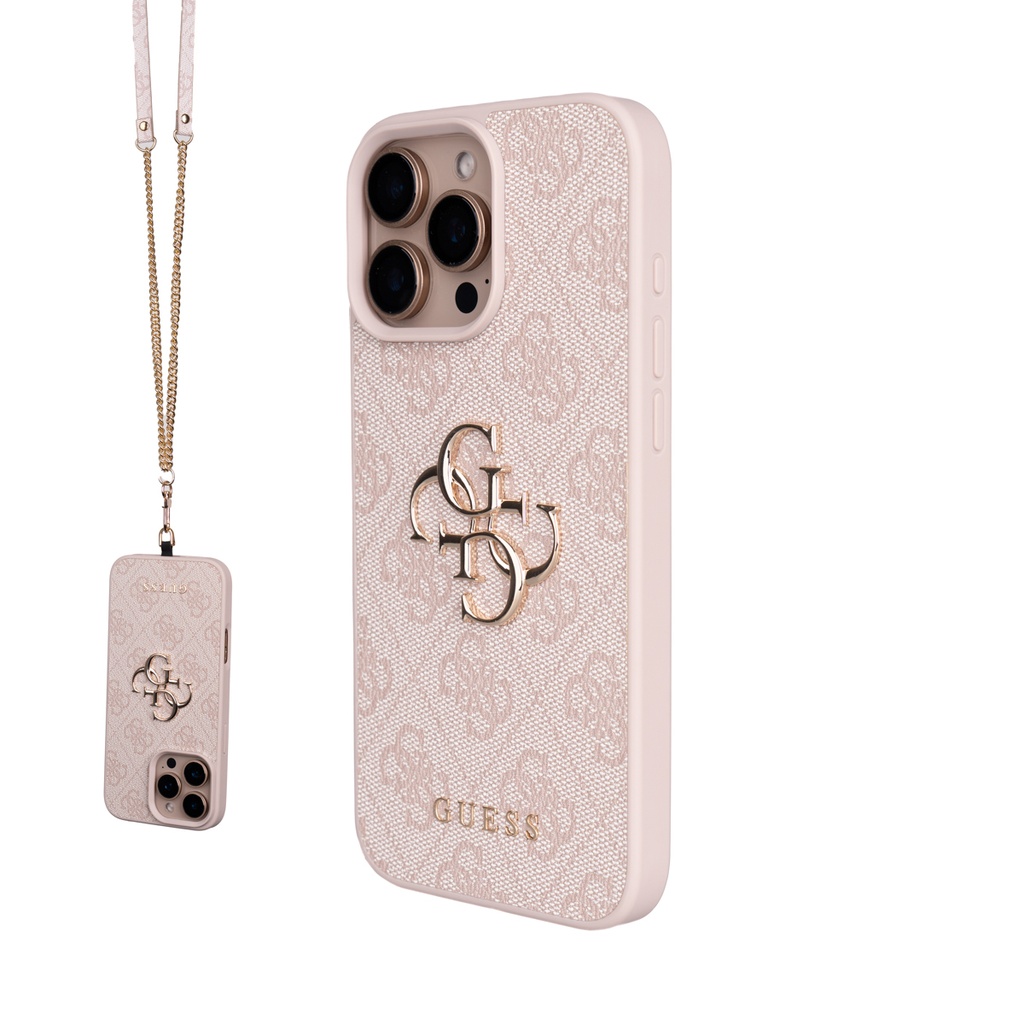 Apple iPhone 16 Pro Max Uyumlu Kılıf Guess Orjinal Lisanslı PU Deri 4G Büyük Metal Logolu Çapraz Vücut Askılı Kapak