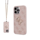 Apple iPhone 15 Pro Max Uyumlu Kılıf Guess Orjinal Lisanslı PU Deri 4G Büyük Metal Logolu Çapraz Vücut Askılı Kapak