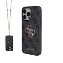 Apple iPhone 15 Pro Max Uyumlu Kılıf Guess Orjinal Lisanslı PU Deri 4G Büyük Metal Logolu Çapraz Vücut Askılı Kapak