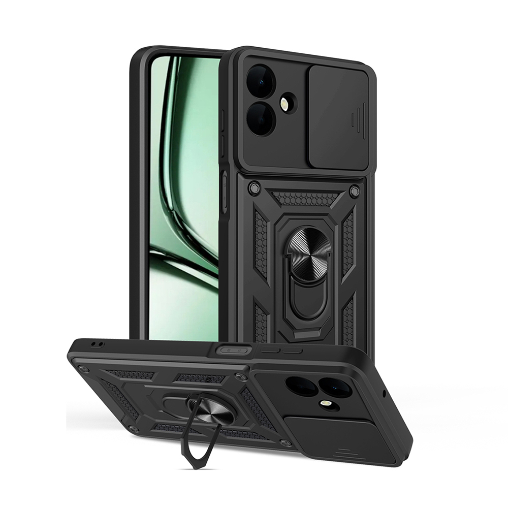 Samsung Galaxy A07 Uyumlu Kılıf Magnetik Standlı Kamera Korumalı Zore Sürgülü Vega Kapak