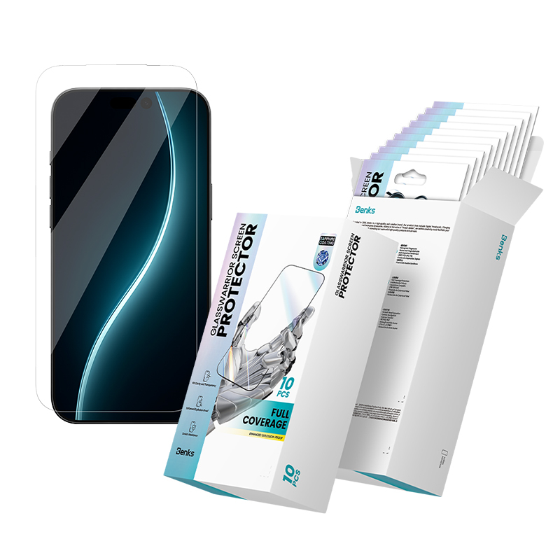 [RNZ-TA122774] Apple iPhone 17 Pro Max Uyumlu Benks Glass Warrior Safir Coating 0.3mm Cam Ekran Koruyucu 10'lu Paket