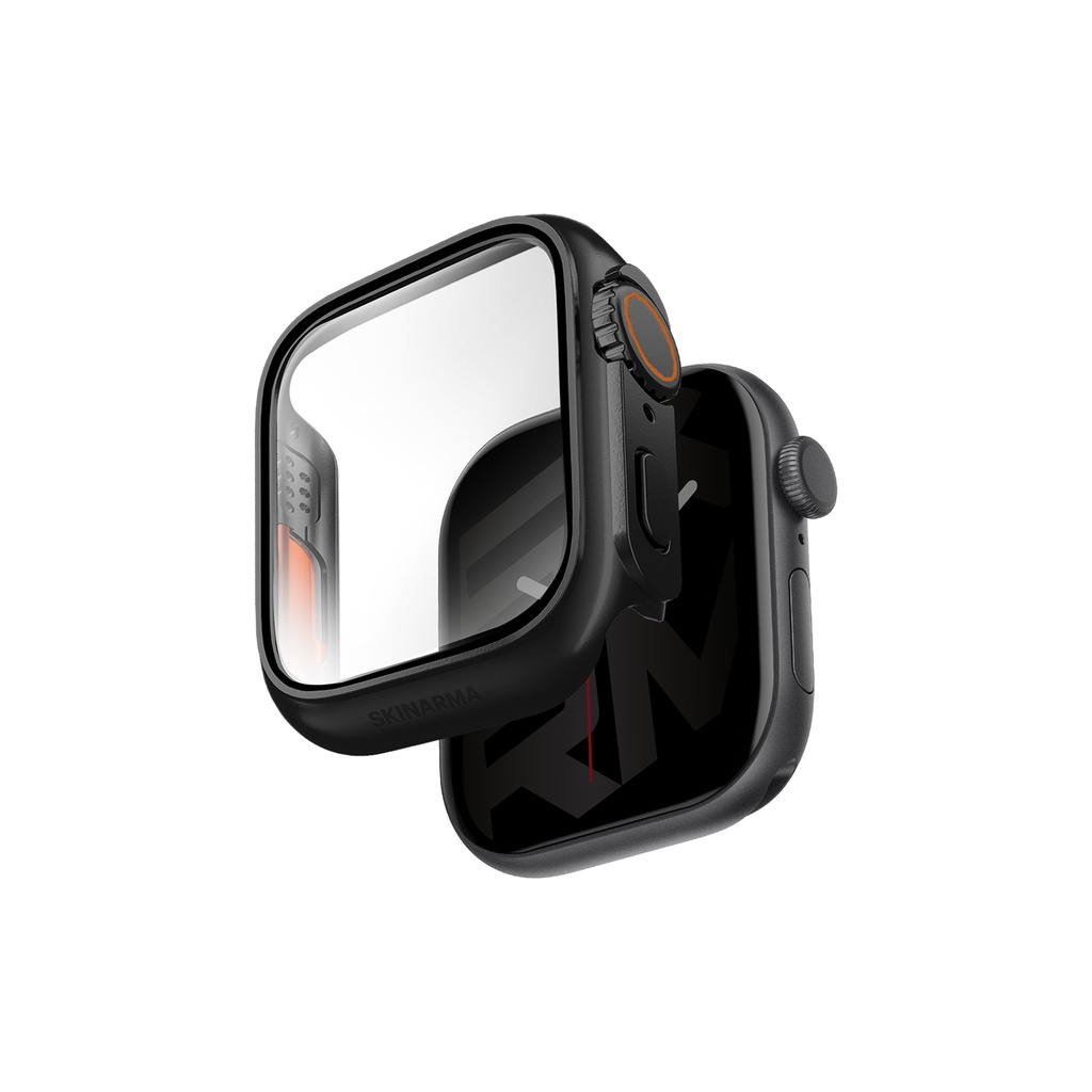 [RNZ-TA122723] Apple Watch 42mm Uyumlu Skinarma Gado Pro Dijital Taç Korumalı Kasa ve Ekran Koruyucu (Siyah)
