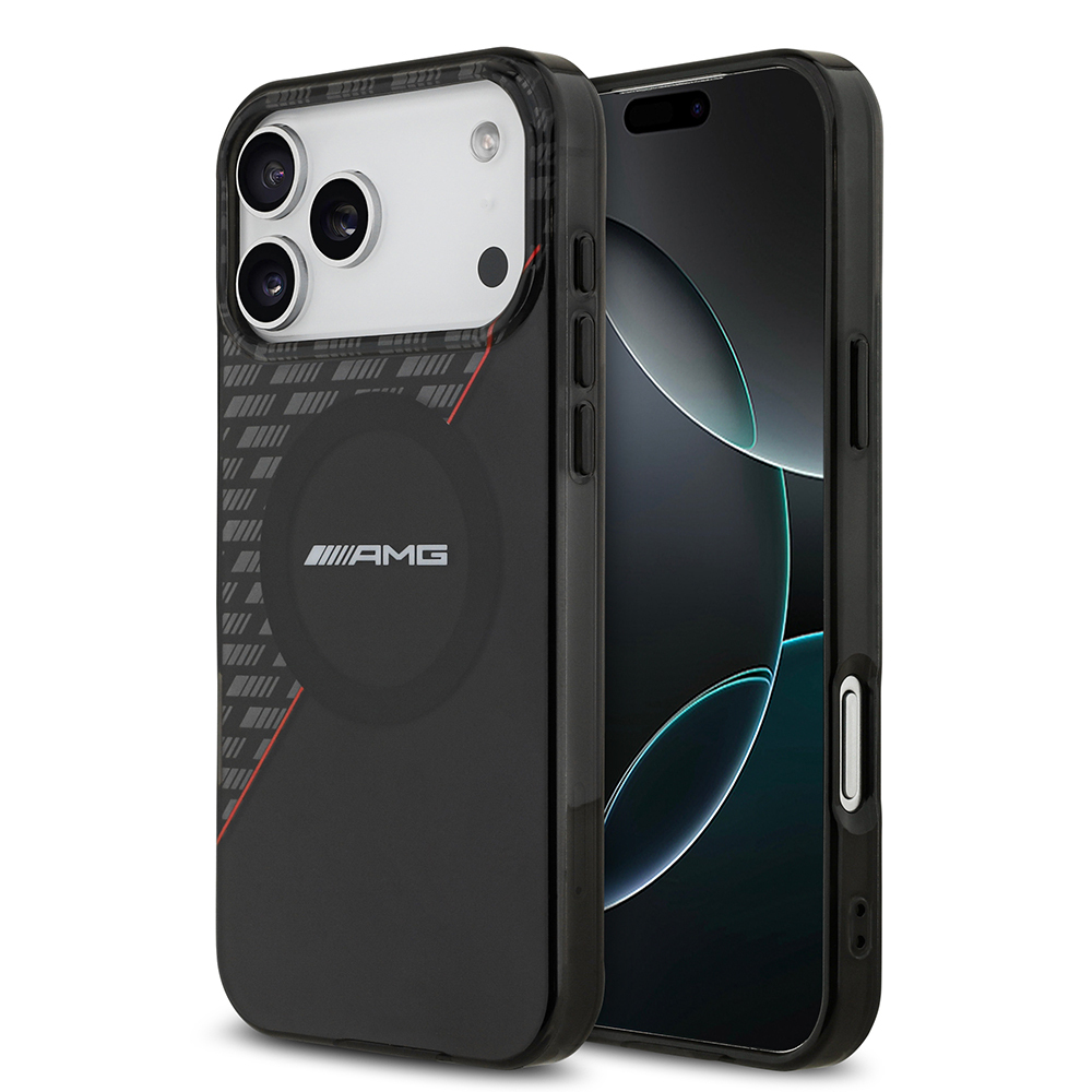 Apple iPhone 17 Pro Max Uyumlu Kılıf AMG Orjinal Lisanslı M-safe Şarj Özellikli Çift Katmanlı Kırmızı Çapraz Çizgili Kapak