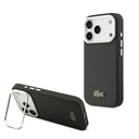 Apple iPhone 17 Pro Uyumlu Kılıf Lacoste Orjinal Lisanslı M-safe Şarj Özellikli PU Pike Desenli Standlı Metal Logolu Kapak