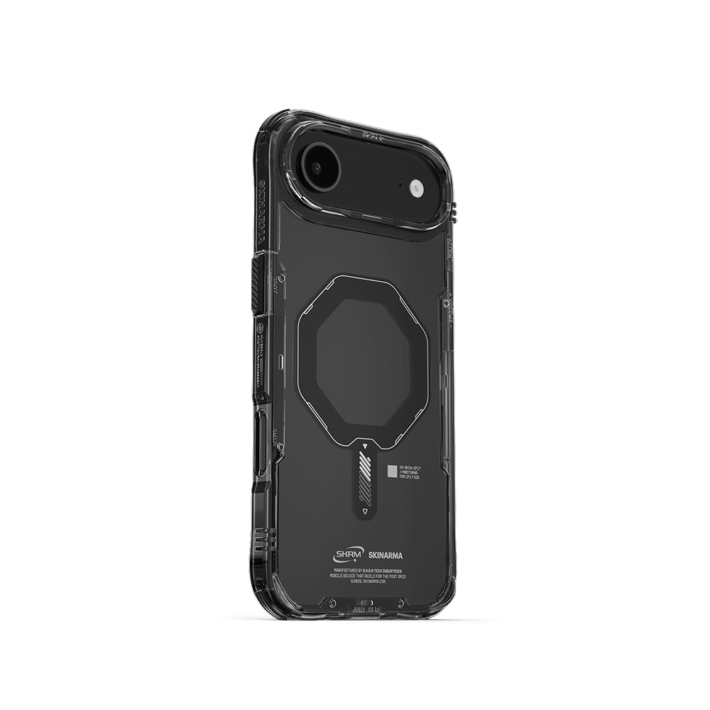 [RNZ-TA123999] Apple iPhone 17 Air Uyumlu Kılıf M-safe Şarj Özellikli Şeffaf Airbag Tasarımlı Skinarma Saido Mag-Charge Kapak (Siyah)