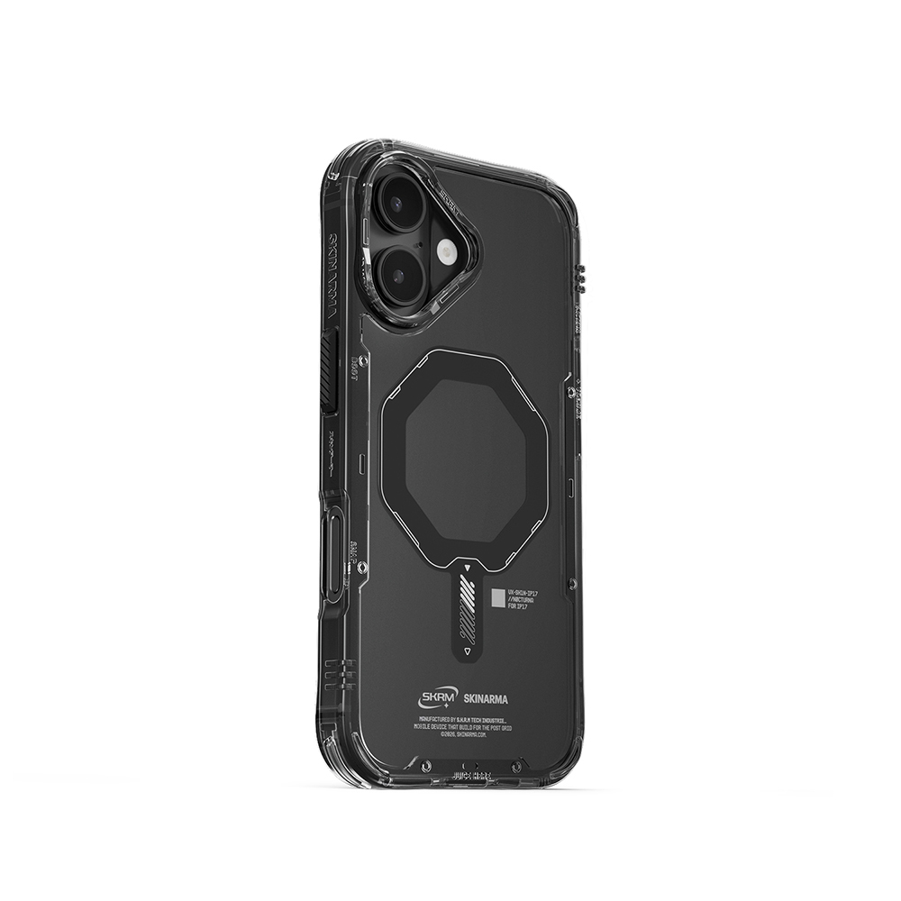 [RNZ-TA123996] Apple iPhone 17 Uyumlu Kılıf M-safe Şarj Özellikli Şeffaf Airbag Tasarımlı Skinarma Saido Mag-Charge Kapak (Siyah)