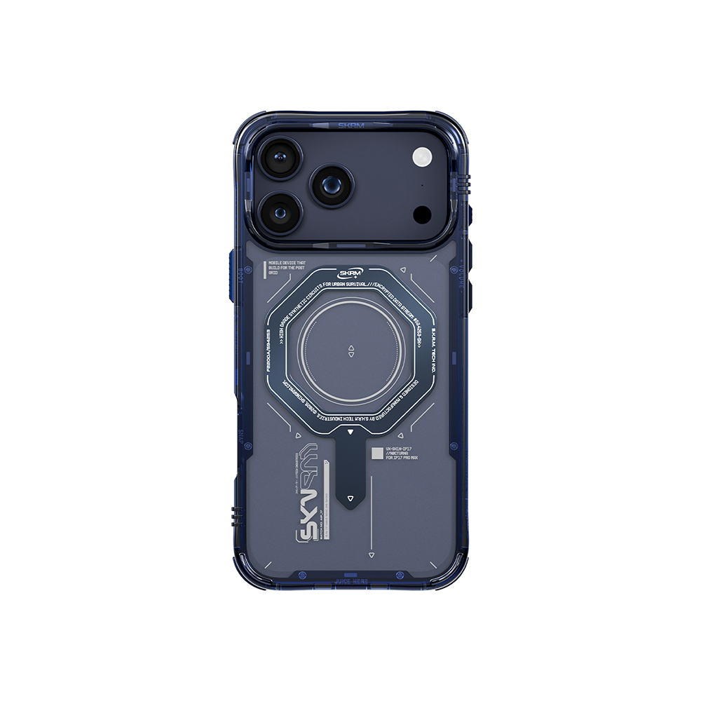 [RNZ-TA127760] Apple iPhone 17 Pro Max Uyumlu Kılıf SkinArma M-safe Şarj Özellikli Airbag Tasarımlı Magma Kapak (Mavi)