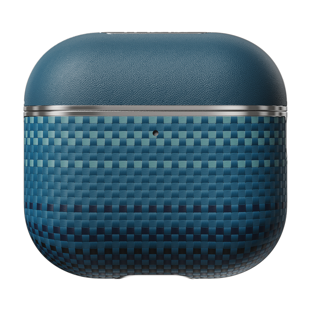 [RNZ-TA124021] Apple Airpods 4 Uyumlu Kılıf Aramid Fiber Pitaka Tactile Woven Sunset-Moonrise Serisi Kapak (Mavi)