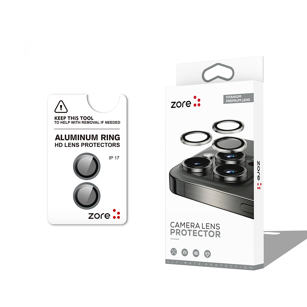 [RNZ-TA123971] Apple iPhone 17 Uyumlu Zore CL-12 Premium Safir Parmak İzi Bırakmayan Anti-Reflective Kamera Lens Koruyucu (Gri)