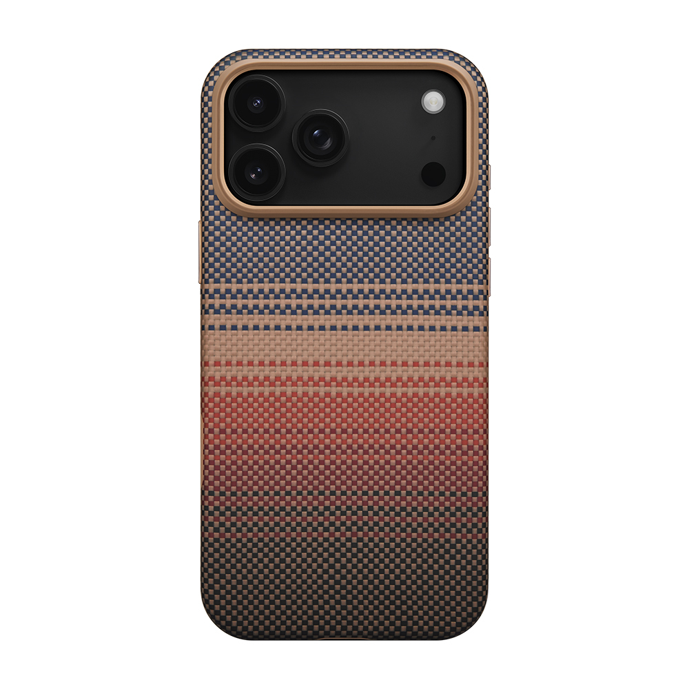 [RNZ-TA124323] Apple iPhone 17 Pro Max Uyumlu Kılıf M-safe Şarj Özellikli Aramid Fiber Pitaka Military-Grade Sunset-Moonrise Serisi Kapak