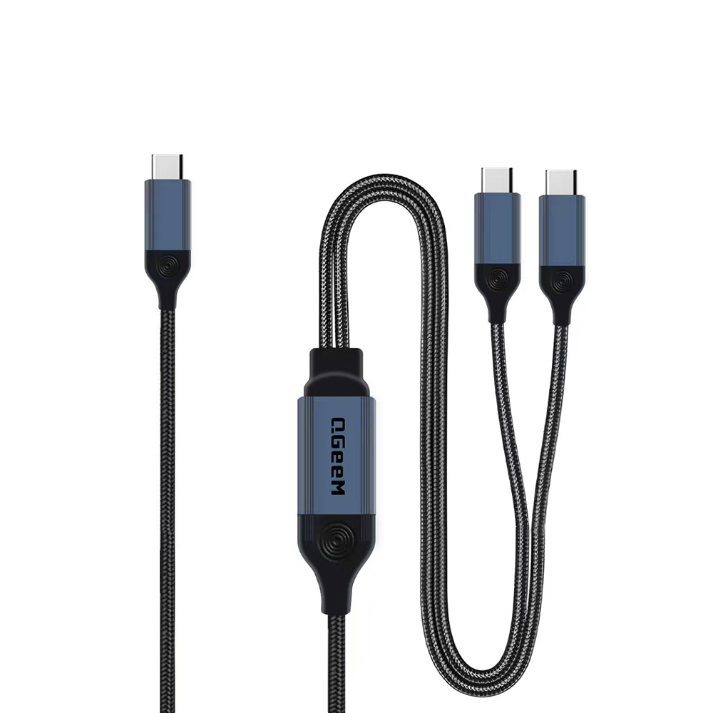 [RNZ-TA123458] Qgeem Type-C to Type-C 2in1 Data Kablosu 140W 480Mbps 1.2M