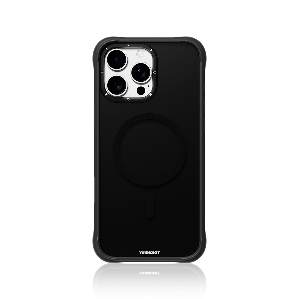 [RNZ-TA123560] Apple iPhone 16 Pro Uyumlu Kılıf M-safe Şarj Özellikli Youngkit Macaroon Serisi Kapak (Siyah)