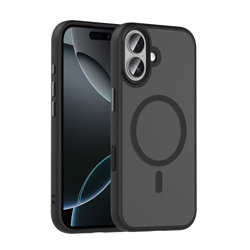 [RNZ-TA123517] Apple iPhone 17 Uyumlu Kılıf Mat Arka Yüzey Wireless Şarj Özellikli Zore Flet M-safe Kapak (Siyah)