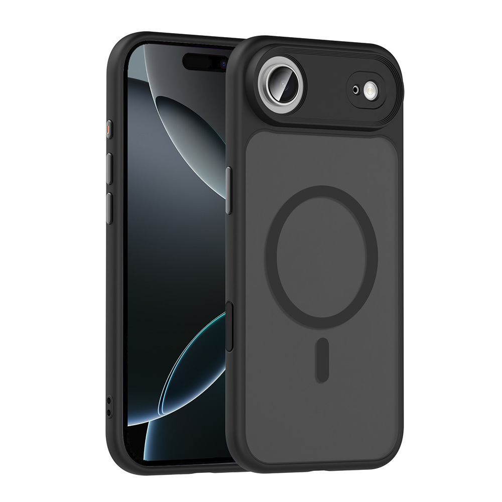 [RNZ-TA123522] Apple iPhone 17 Air Uyumlu Kılıf Mat Arka Yüzey Wireless Şarj Özellikli Zore Flet M-safe Kapak (Siyah)