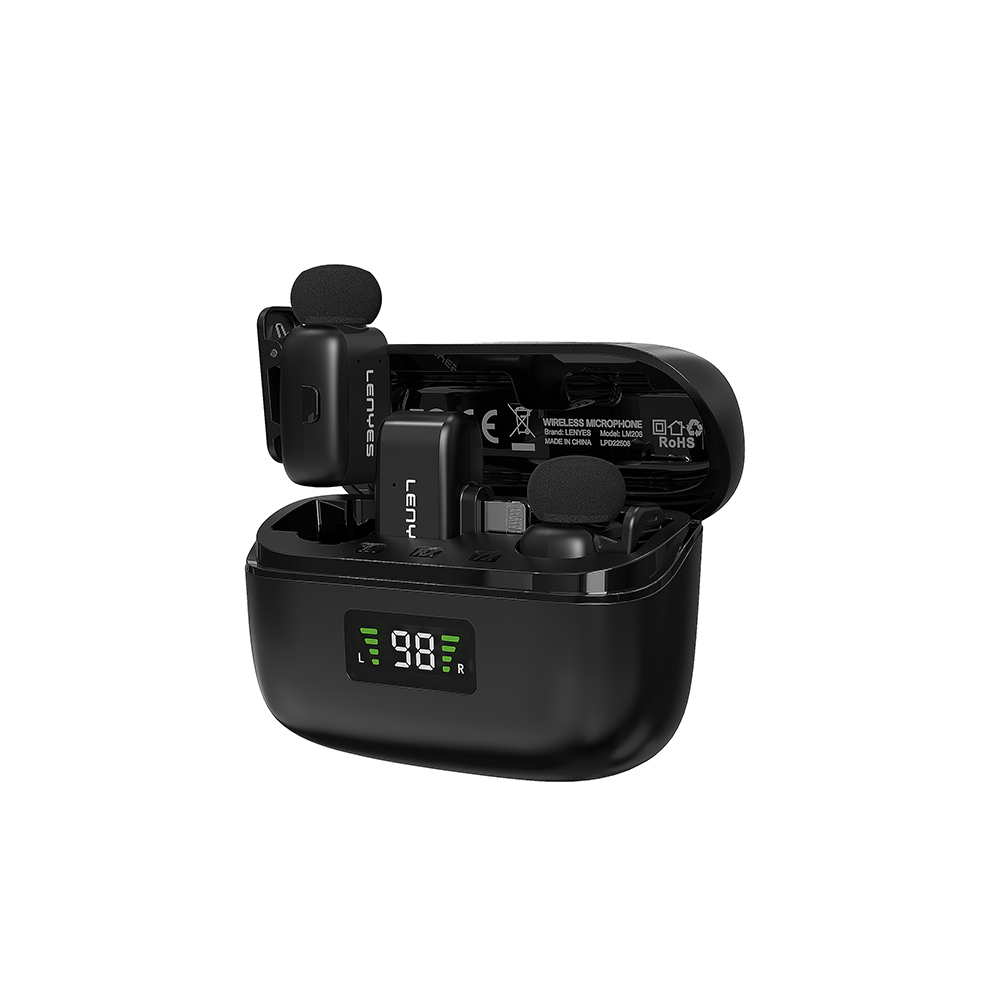 [RNZ-TA123575] Lenyes LM206 Led Göstergeli Lightning Portlu Kablosuz Yaka Mikrofonu