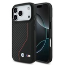 Apple iPhone 17 Pro Uyumlu Kılıf BMW Orjinal Lisanslı M-safe Şarj Özellikli Metal BMW ve M Logolu PU Karbon Tasarımlı Kapak
