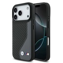 Apple iPhone 17 Pro Uyumlu Kılıf BMW Orjinal Lisanslı M-safe Şarj Özellikli Metal BMW ve M Logolu PU Karbon Tasarımlı Kapak