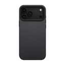 Apple iPhone 17 Pro Uyumlu Kılıf M-safe Şarj Özellikli Aramid Fiber Pitaka Military-Grade Classic Serisi Black-Grey Twill Kapak