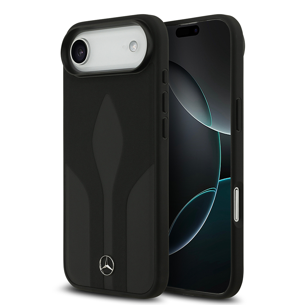 Apple iPhone 17 Air Uyumlu Kılıf Mercedes Benz Orjinal Lisanslı M-safe Şarj Özellikli Dokulu Desenli Deri Kapak