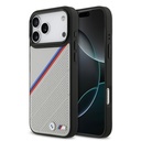 Apple iPhone 17 Pro Max Uyumlu Kılıf BMW Orjinal Lisanslı M-safe Şarj Özellikli M Logolu Üç Şeritli Delikli Deri Kapak