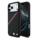 Apple iPhone 17 Pro Max Uyumlu Kılıf BMW Orjinal Lisanslı M-safe Şarj Özellikli M Logolu Üç Şeritli Delikli Deri Kapak