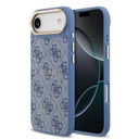 Apple iPhone 17 Air Uyumlu Kılıf Guess Orjinal Lisanslı M-safe Şarj Özellikli Gold Metal Kamera Çerçeveli PU Deri 4G Desenli Yazı Logolu Kapak