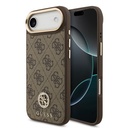 Apple iPhone 17 Air Uyumlu Kılıf Guess Orjinal Lisanslı M-safe Şarj Özellikli Gold Metal Kamera Çerçeveli Taşlı 4G Logolu Kapak