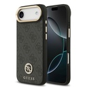 Apple iPhone 17 Air Uyumlu Kılıf Guess Orjinal Lisanslı M-safe Şarj Özellikli Gold Metal Kamera Çerçeveli Taşlı 4G Logolu Kapak