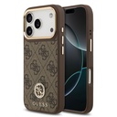 Apple iPhone 17 Pro Uyumlu Kılıf Guess Orjinal Lisanslı M-safe Şarj Özellikli Gold Metal Kamera Çerçeveli Taşlı 4G Logolu Kapak
