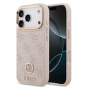 Apple iPhone 17 Pro Uyumlu Kılıf Guess Orjinal Lisanslı M-safe Şarj Özellikli Gold Metal Kamera Çerçeveli Taşlı 4G Logolu Kapak