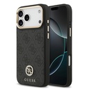 Apple iPhone 17 Pro Max Uyumlu Kılıf Guess Orjinal Lisanslı M-safe Şarj Özellikli Gold Metal Kamera Çerçeveli Taşlı 4G Logolu Kapak