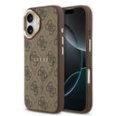 Apple iPhone 17 Uyumlu Kılıf Guess Orjinal Lisanslı M-safe Şarj Özellikli Gold Metal Kamera Çerçeveli PU Deri 4G Desenli Yazı Logolu Kapak