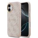 Apple iPhone 17 Uyumlu Kılıf Guess Orjinal Lisanslı M-safe Şarj Özellikli Gold Metal Kamera Çerçeveli PU Deri 4G Desenli Yazı Logolu Kapak