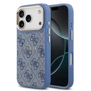 Apple iPhone 17 Pro Uyumlu Kılıf Guess Orjinal Lisanslı M-safe Şarj Özellikli Gold Metal Kamera Çerçeveli PU Deri 4G Desenli Yazı Logolu Kapak