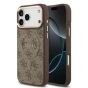 Apple iPhone 17 Pro Max Uyumlu Kılıf Guess Orjinal Lisanslı M-safe Şarj Özellikli Gold Metal Kamera Çerçeveli PU Deri 4G Desenli Yazı Logolu Kapak