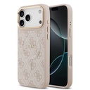 Apple iPhone 17 Pro Max Uyumlu Kılıf Guess Orjinal Lisanslı M-safe Şarj Özellikli Gold Metal Kamera Çerçeveli PU Deri 4G Desenli Yazı Logolu Kapak