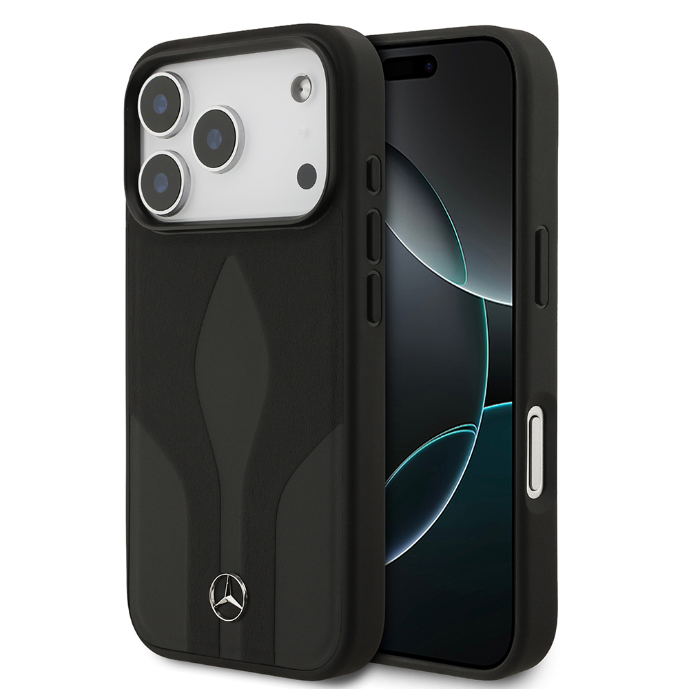 Apple iPhone 17 Pro Uyumlu Kılıf Mercedes Benz Orjinal Lisanslı M-safe Şarj Özellikli Dokulu Desenli Deri Kapak