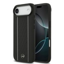 Apple iPhone 17 Air Uyumlu Kılıf Mercedes Benz Orjinal Lisanslı M-safe Şarj Özellikli Şeritli Yıldız Desenli Metal Logolu Deri Kapak
