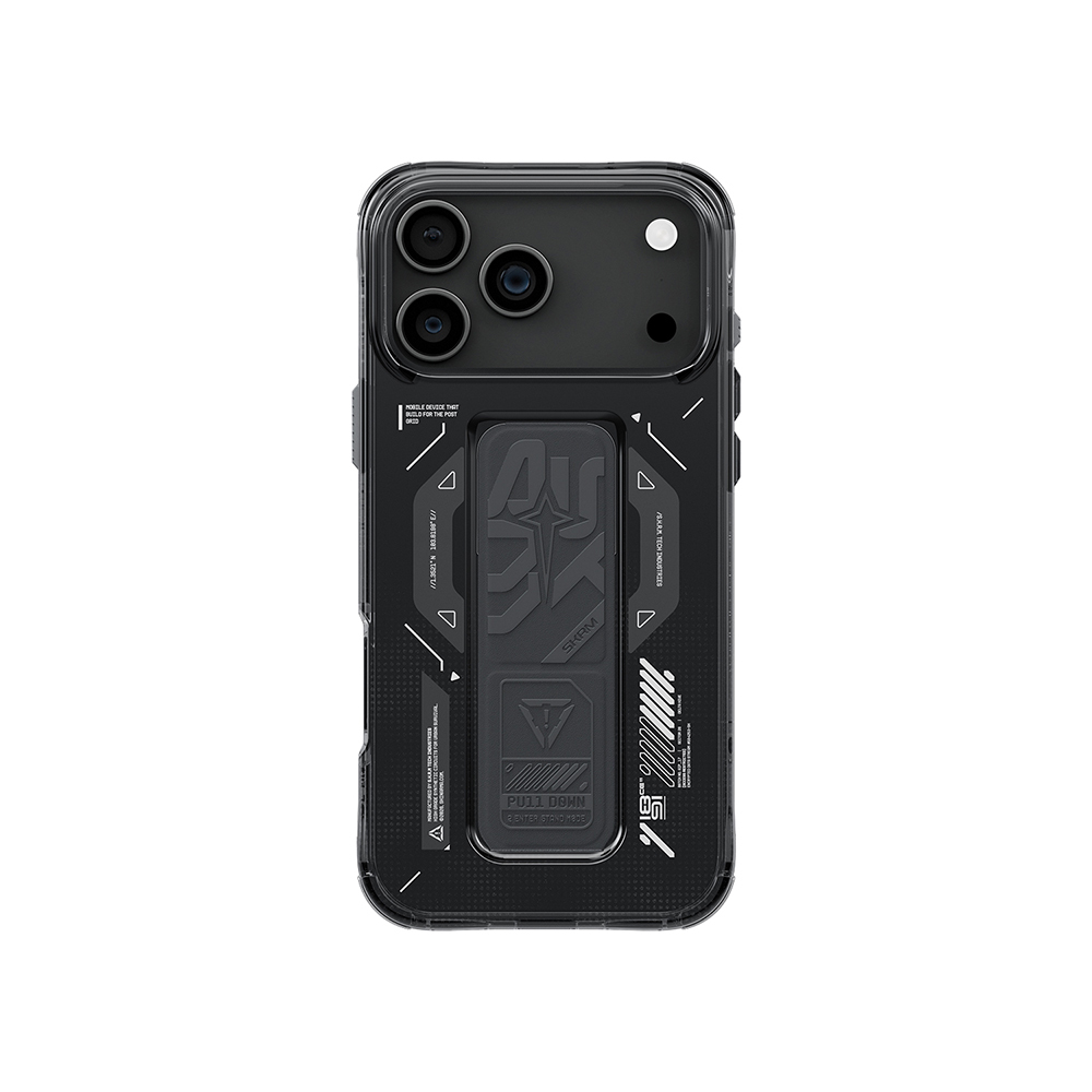 Apple iPhone 17 Pro Max Uyumlu Kılıf M-safe Şarj Özellikli Teknoloji Desenli Skinarma Helio Mag Charge Standlı Kapak