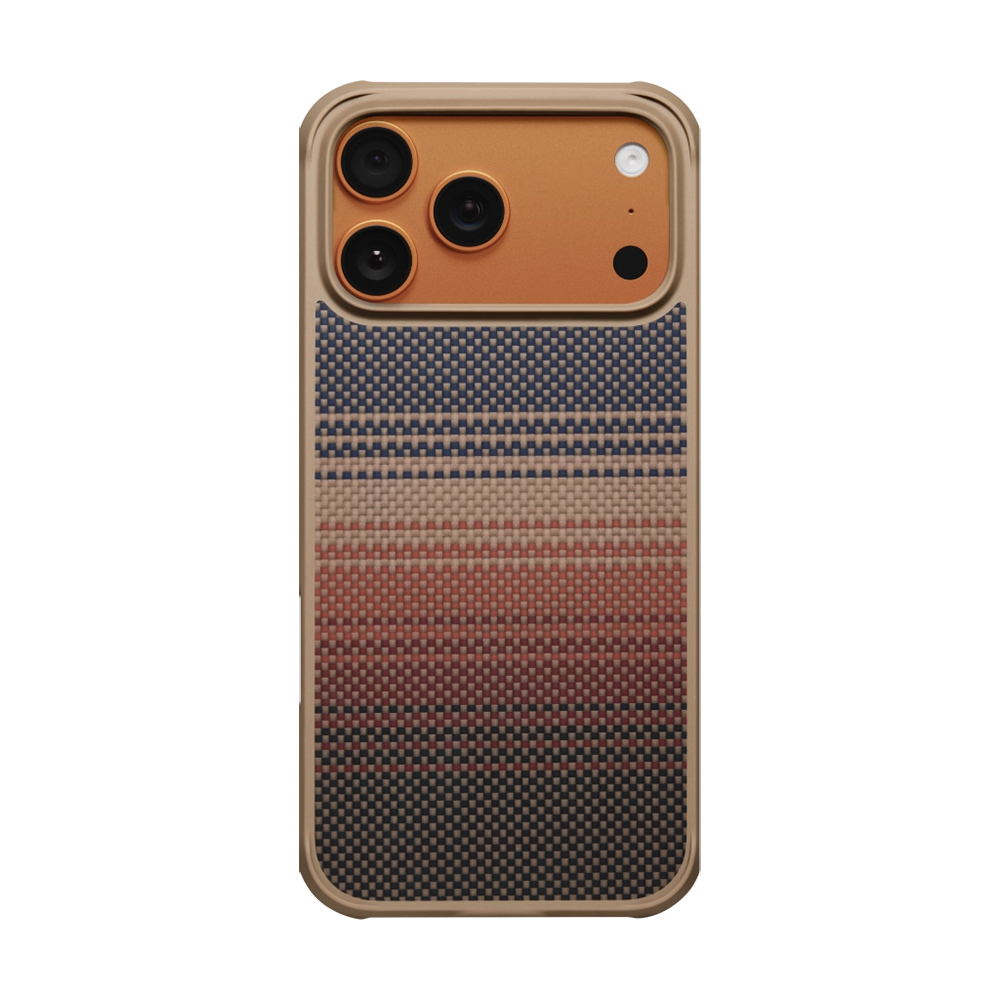 Apple iPhone 17 Pro Max Uyumlu Kılıf M-safe Şarj Özellikli Pitaka Tactile Woven Sunset-Moonrise Aramid Pro Guard Serisi Kapak
