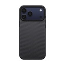 Apple iPhone 17 Pro Max Uyumlu Kılıf M-safe Şarj Özellikli 1500D Aramid Fiber Pitaka Military-Grade Classic Serisi Black-Grey Twill Kapak